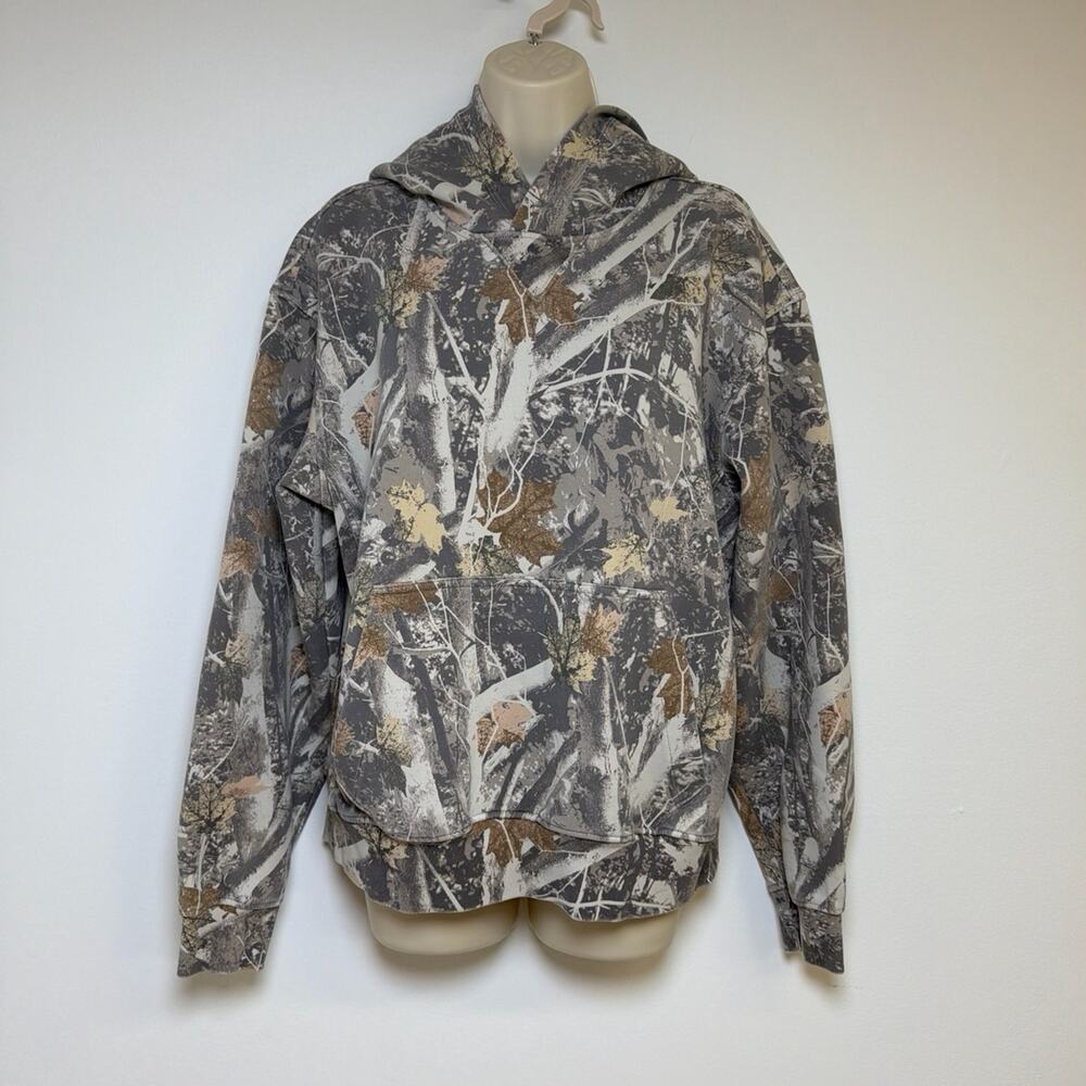 Abercrombie YPB neoKNIT MAX Popover Hoodie Brown Camo Athletic Scuba Size Medium
